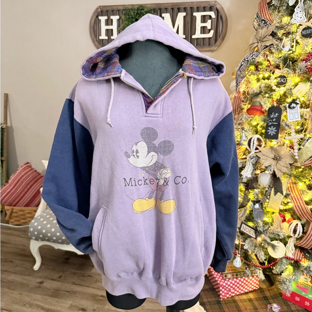 Mickey & Co. Lavender and Navy Hooded Pullover Sweatshirt